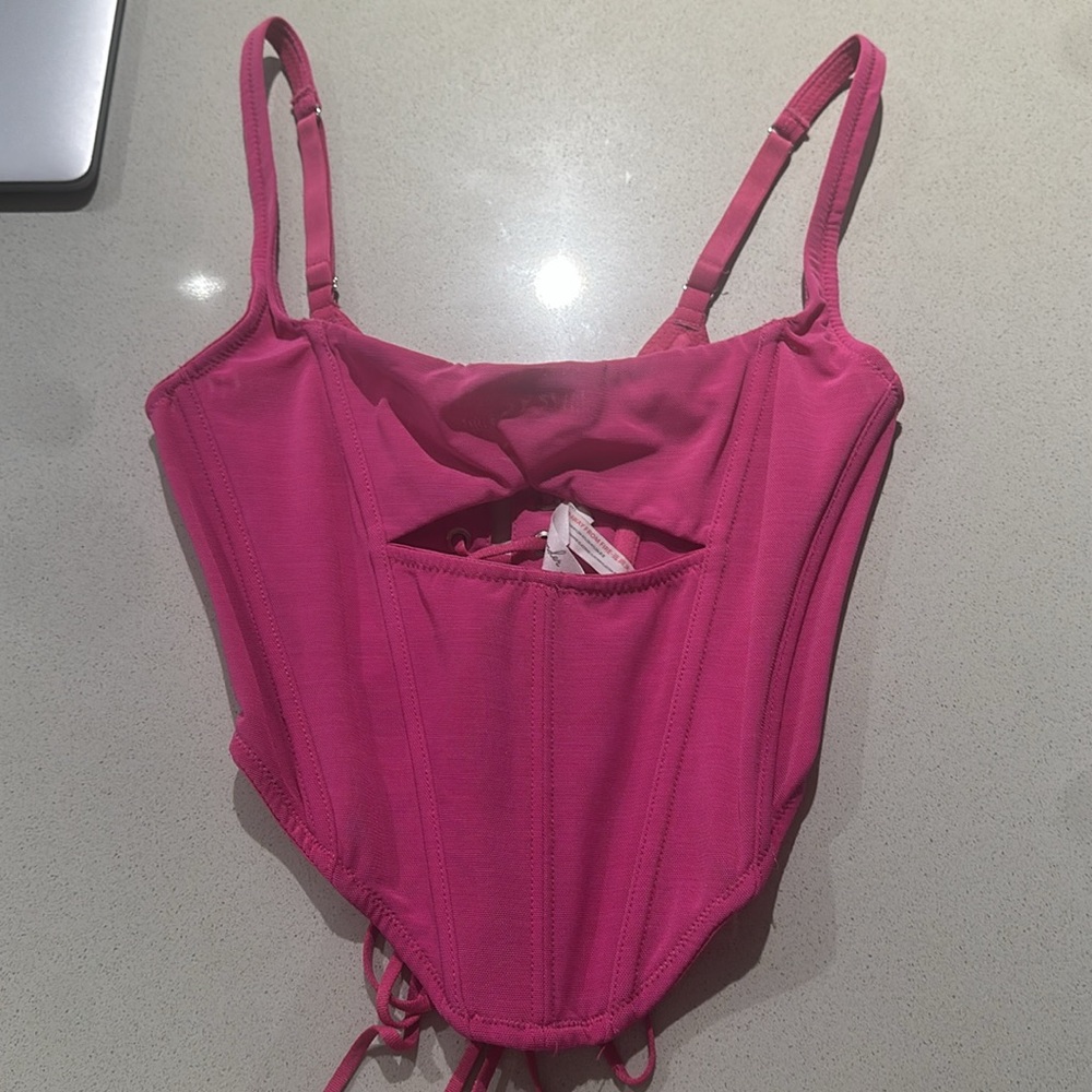 Urban Outfitters pink corset lace back top size small
